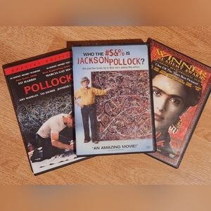 Set of 3 Art DVDs Who The #$&% Is Jackson Pollock, Frida, Pollock Excellent